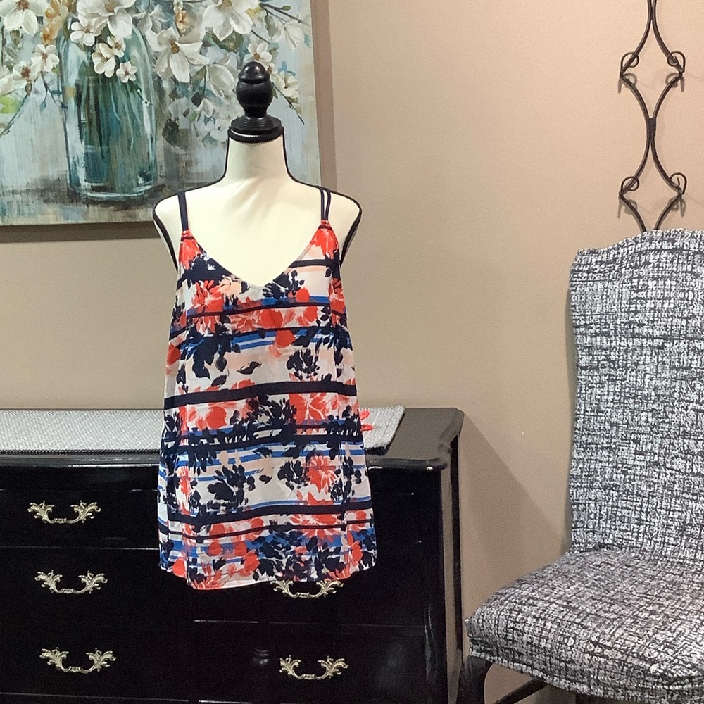 Simply Styled Floral Camisole - Red and Blue
